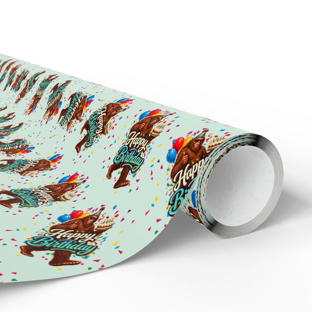 Happy Birthday Bigfoot Wrapping Paper | Sasquatch Birthday Gift Wrap