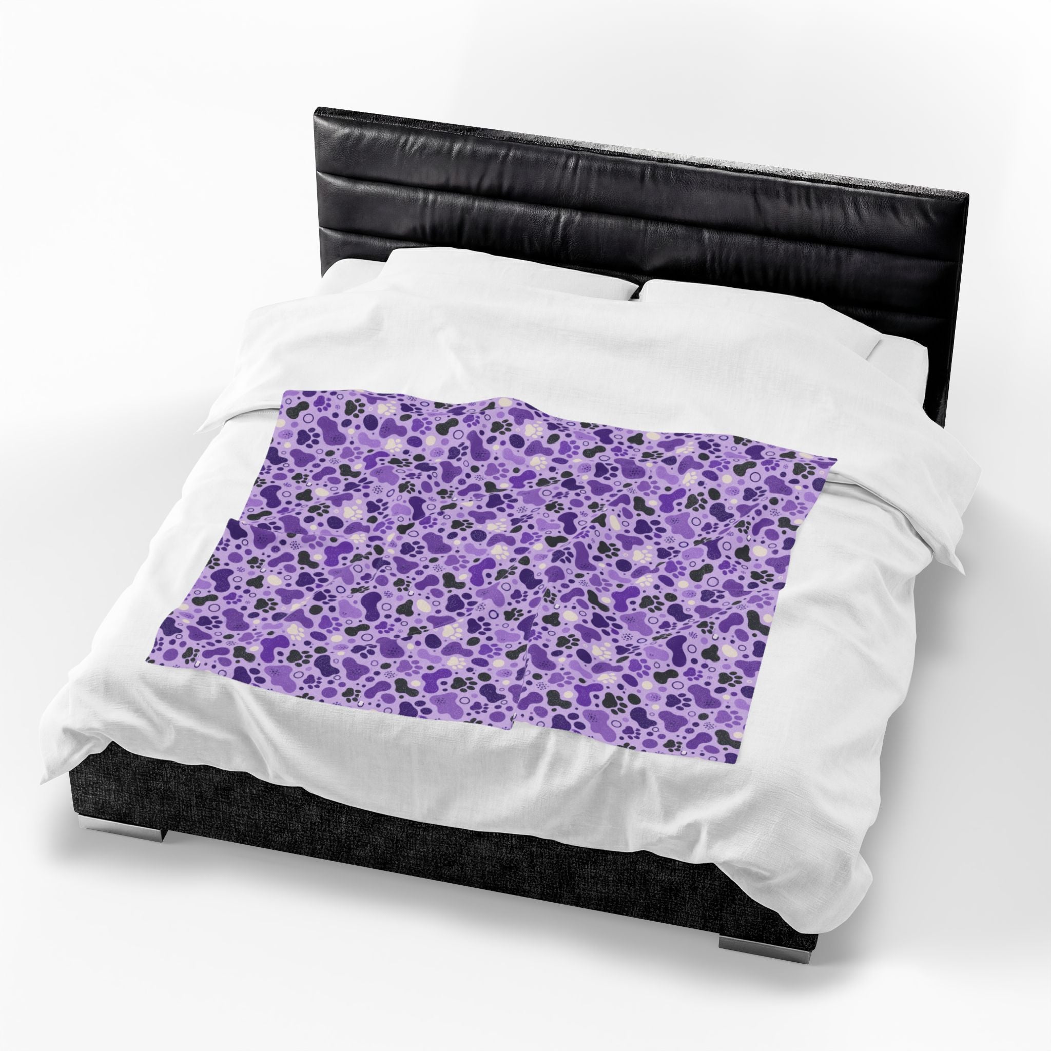 Purple Paw Print Plush Blanket | Cat & Dog Lover Cozy Throw Blanket