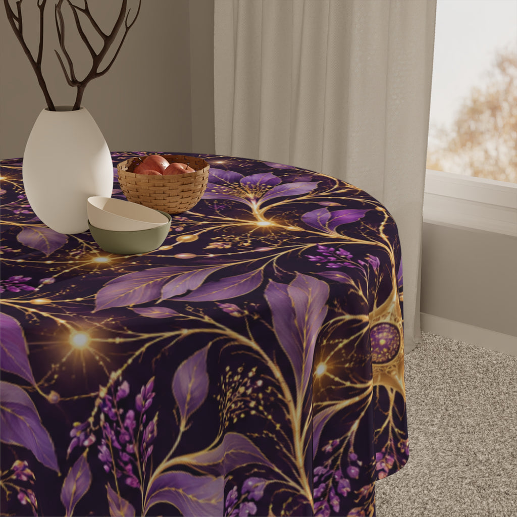 Beautifully Miswired | Purple & Gold Epilepsy Awareness Neuron Tablecloth