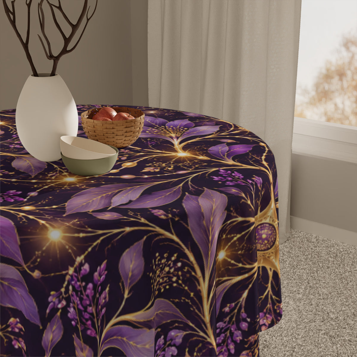 Beautifully Miswired | Purple & Gold Epilepsy Awareness Neuron Tablecloth