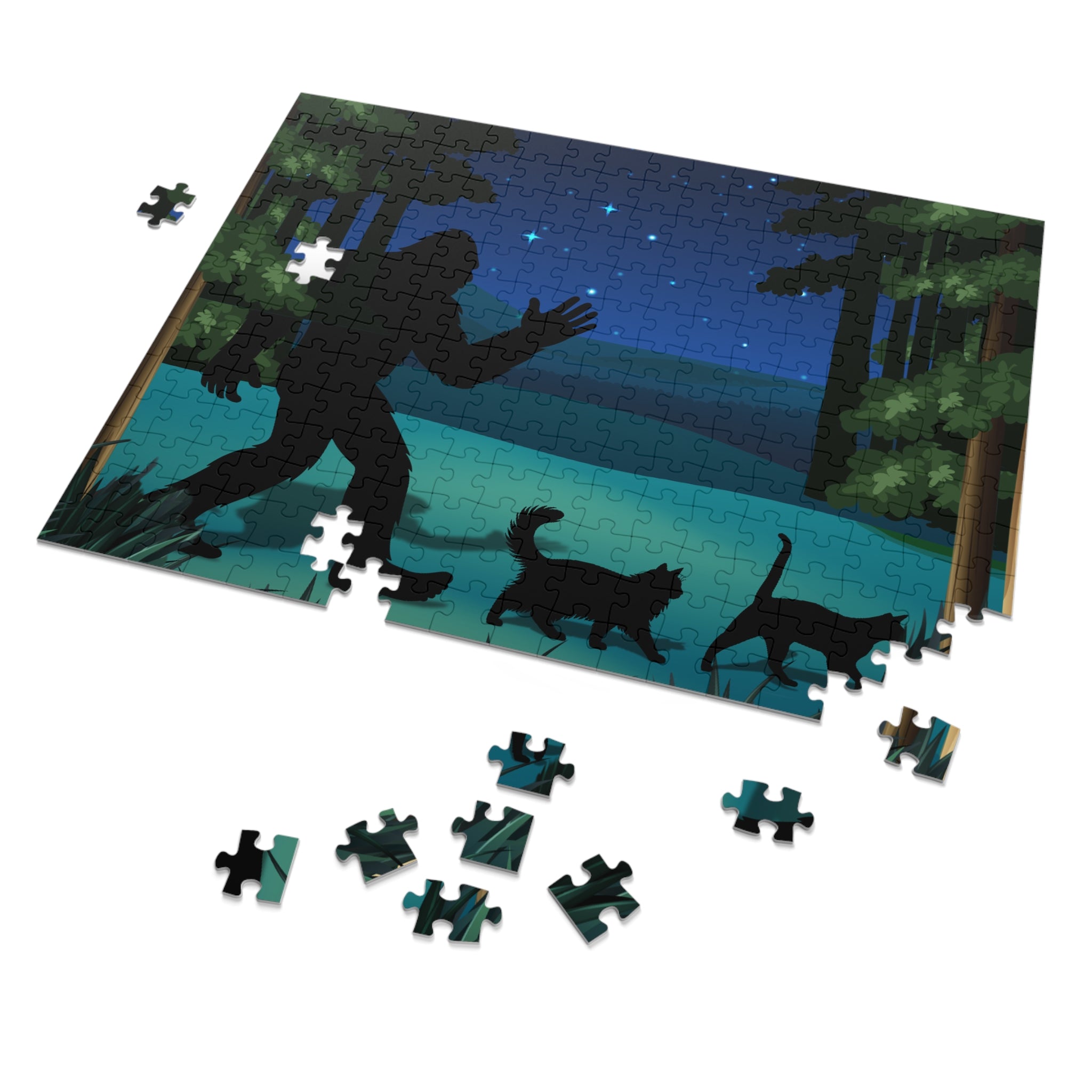 Catsquatch Midnight Walk Puzzle – Cats, Stars & Quiet Wonder