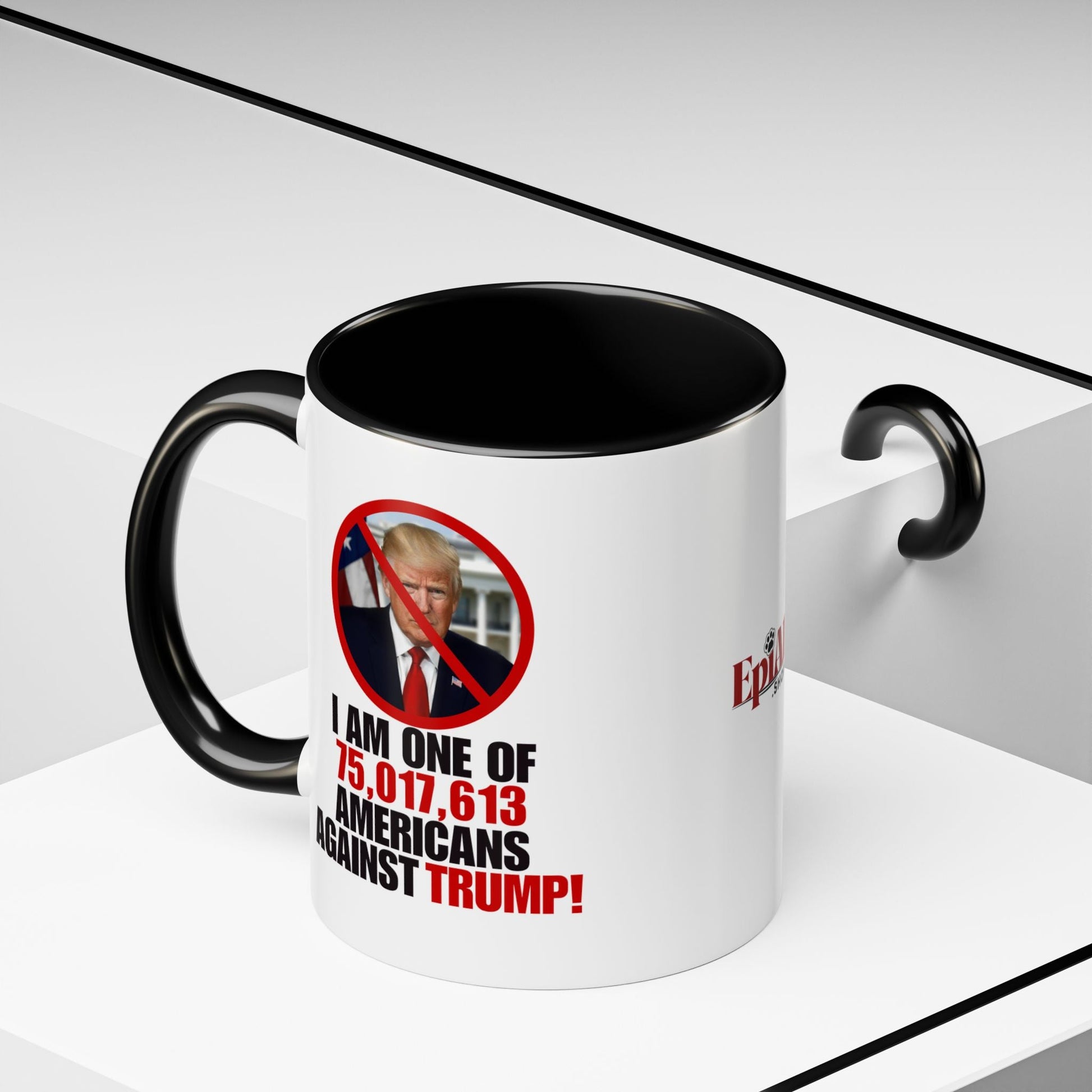 Political Protest Accent Coffee Mug - 'One of 75,017,613 Americans Against Trump" 11oz & 15oz Printify