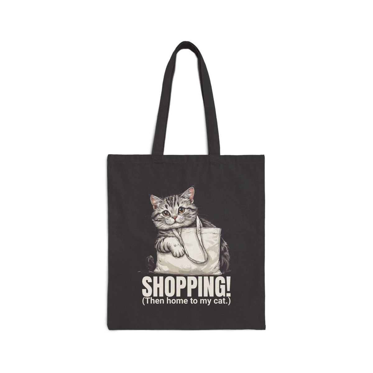 Funny Cat Shopping Tote Bag, Eco-Friendly Canvas