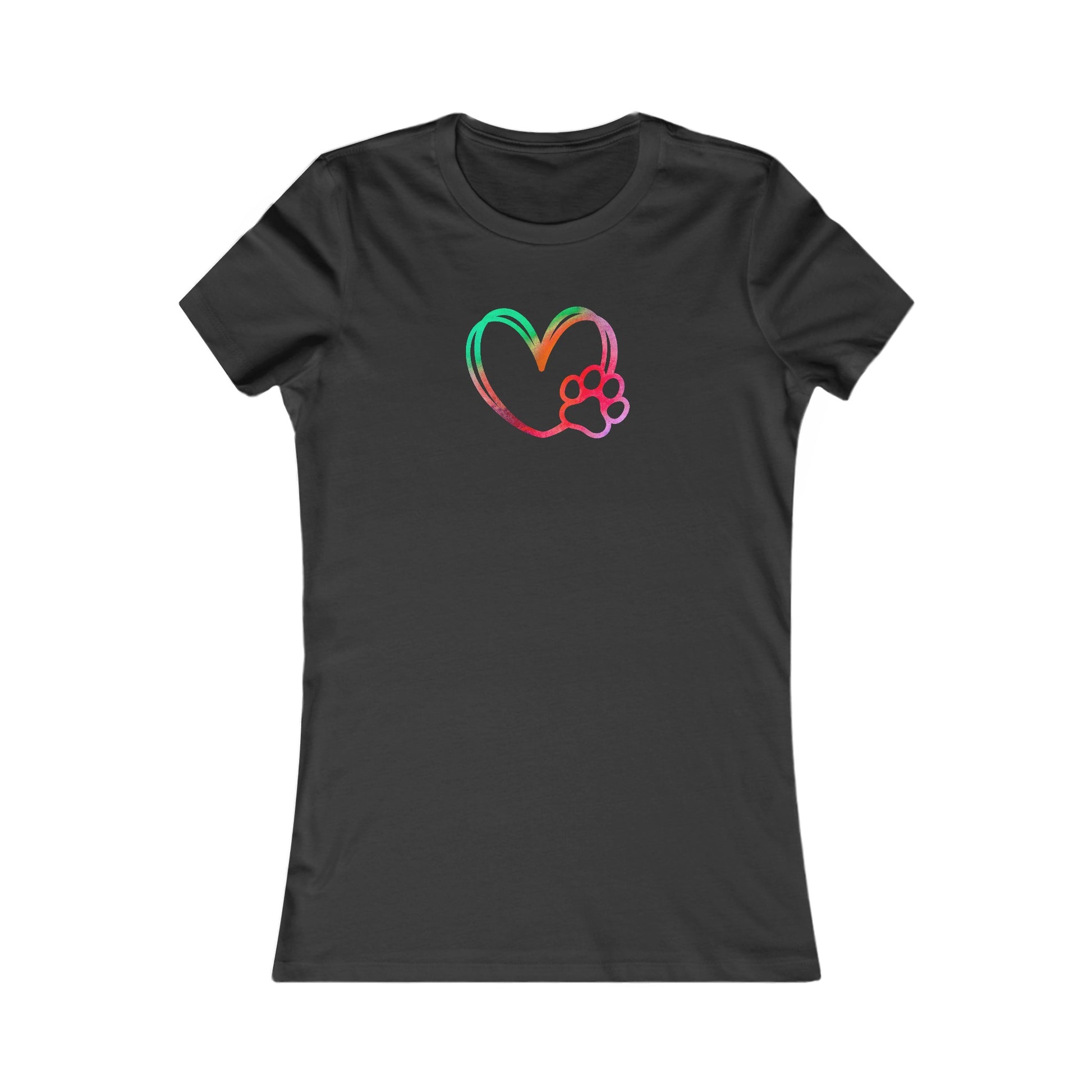 Rainbow Heart Paw Women's Favorite Tee - T - Shirt - Epileptic Al’s Shop
