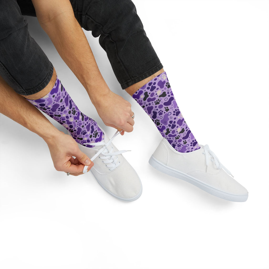 Purple Paws Cat Lover Crew Socks for Cat Ladies