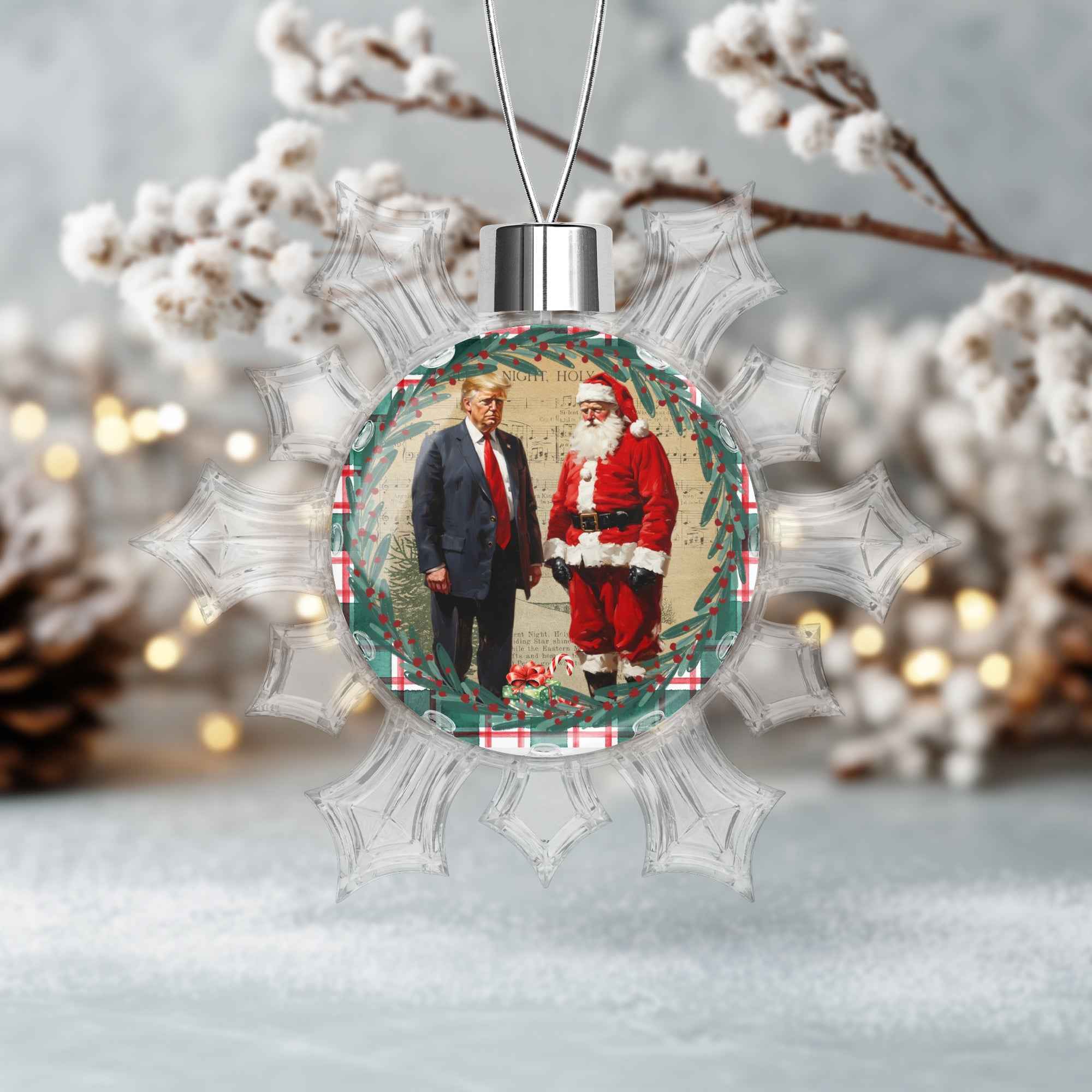 Trump & Santa Snowflake-Shaped Christmas Ornament
