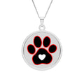 Paw Print Heart Pendant Necklace