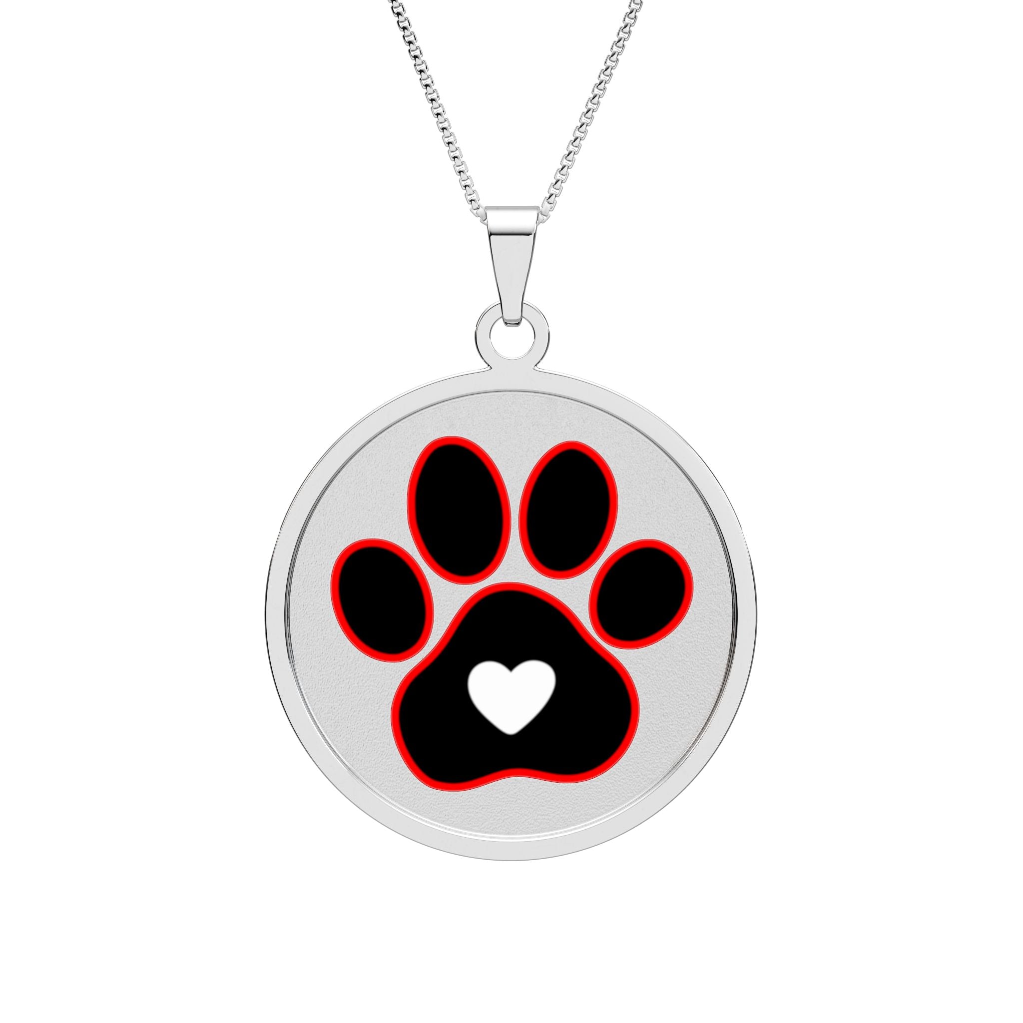Paw Print Heart Pendant Necklace