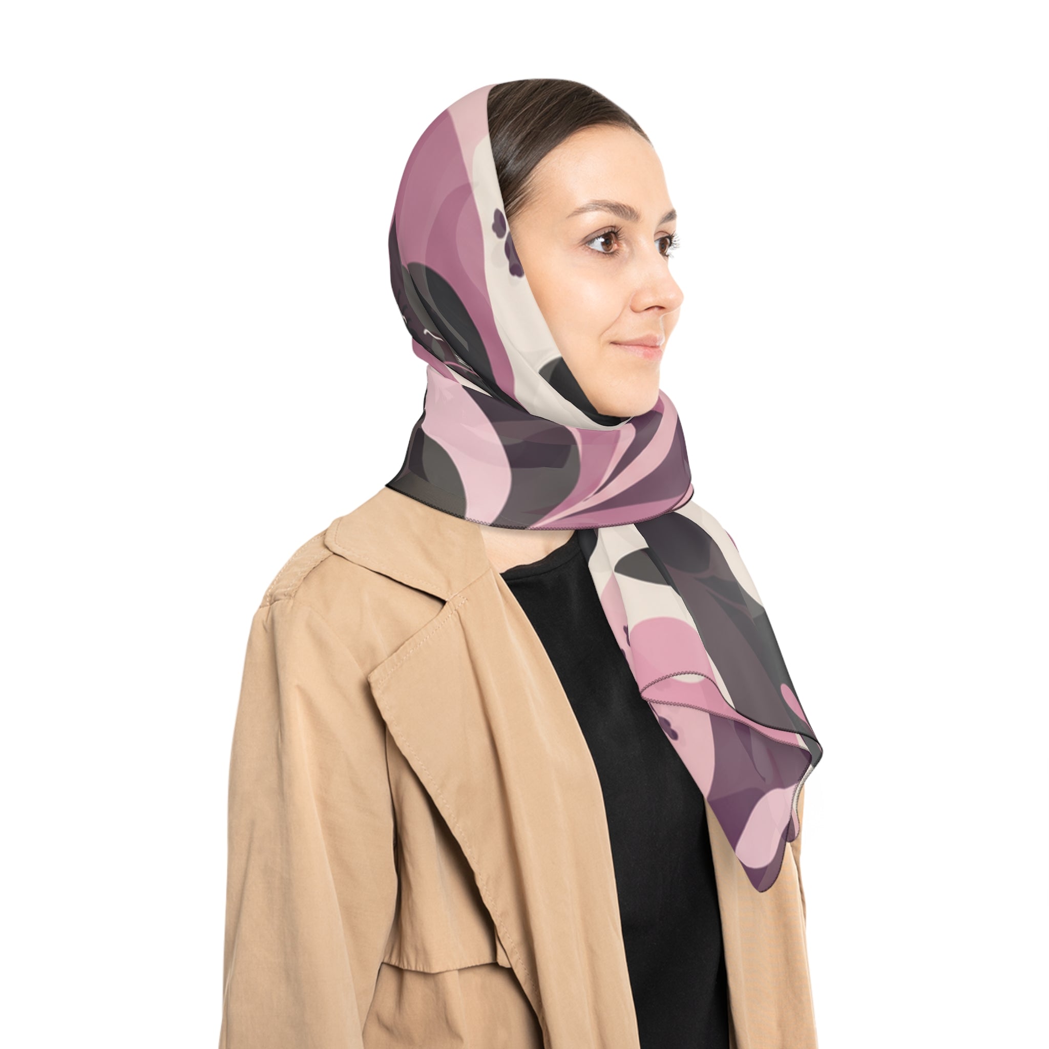 Whimsical Cat Scarf | Pink & Mauve Abstract Cat Square Scarf