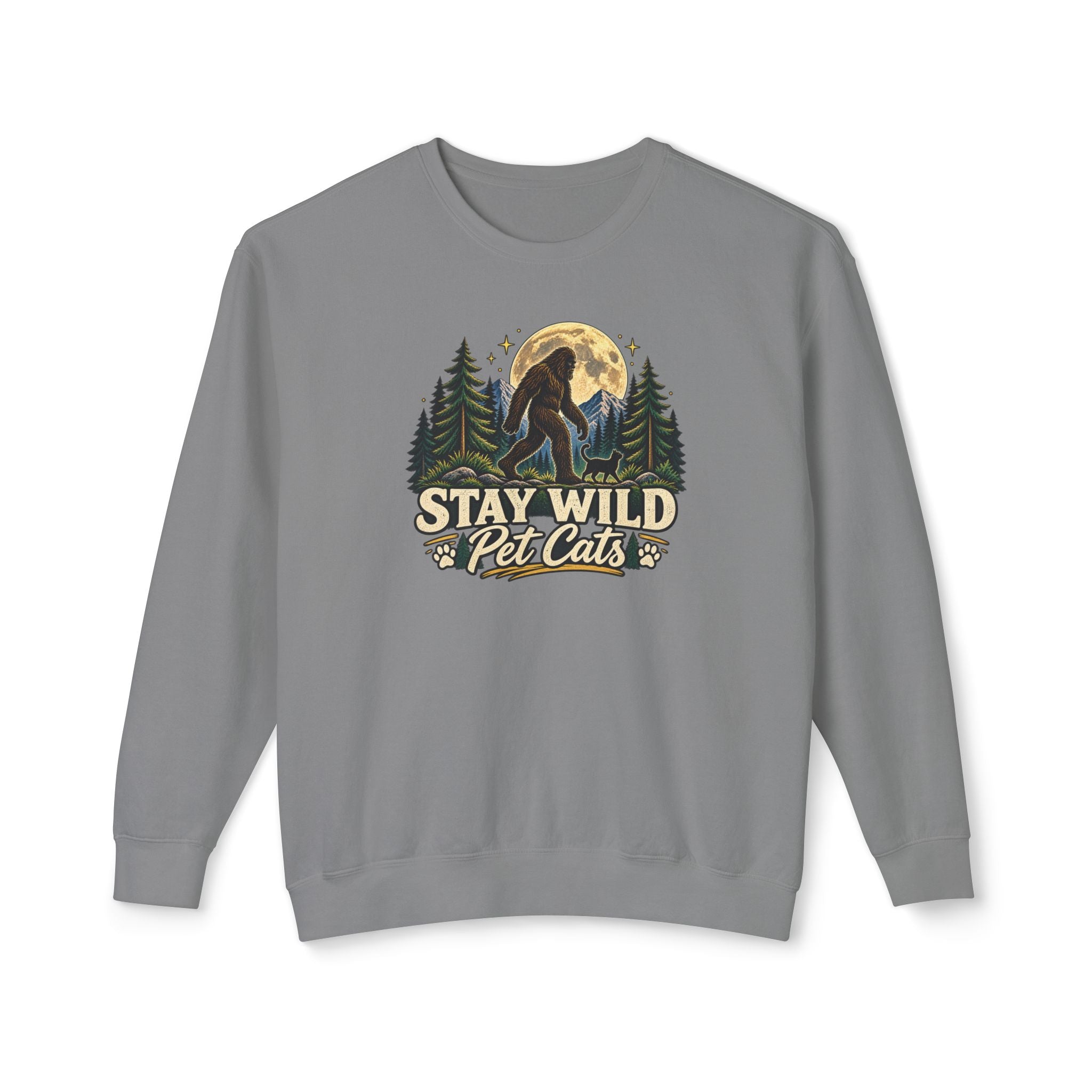 Stay Wild Pet Cats Sasquatch Crewneck Sweatshirt