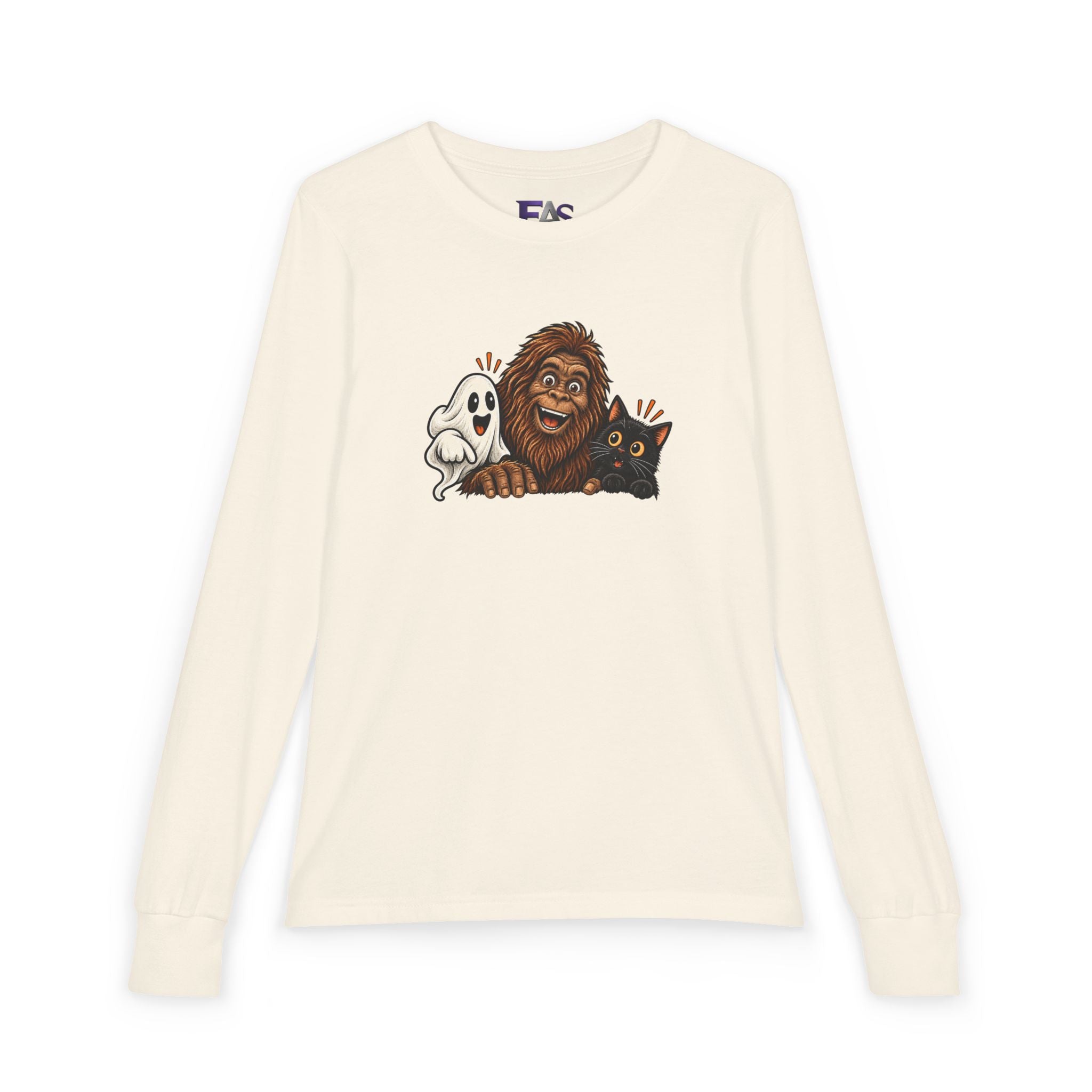 Ghost, Bigfoot & Black Cat Youth Long Sleeve T-Shirt