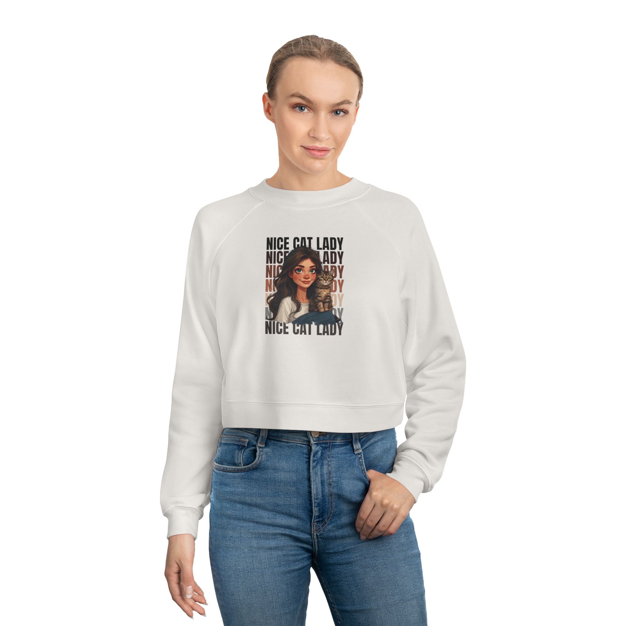 Nice Cat Lady Cropped Pullover | Cozy Women's Sweatshirt