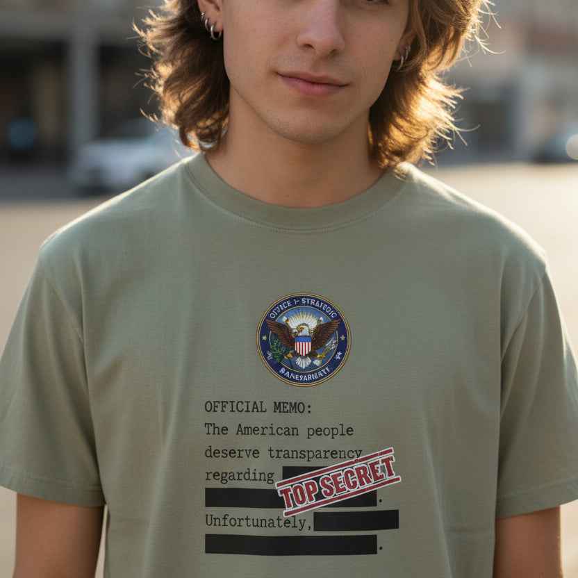Official Memo “Top Secret” Unisex T-Shirt – Redacted Transparency Graphic Tee