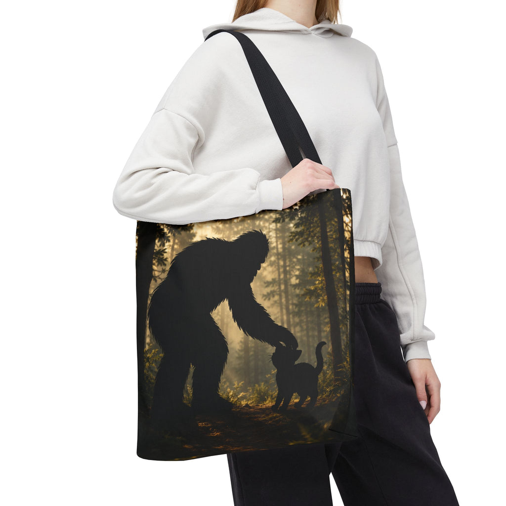 The Cat Saw It, Too Bigfoot & Cat Tote Bag