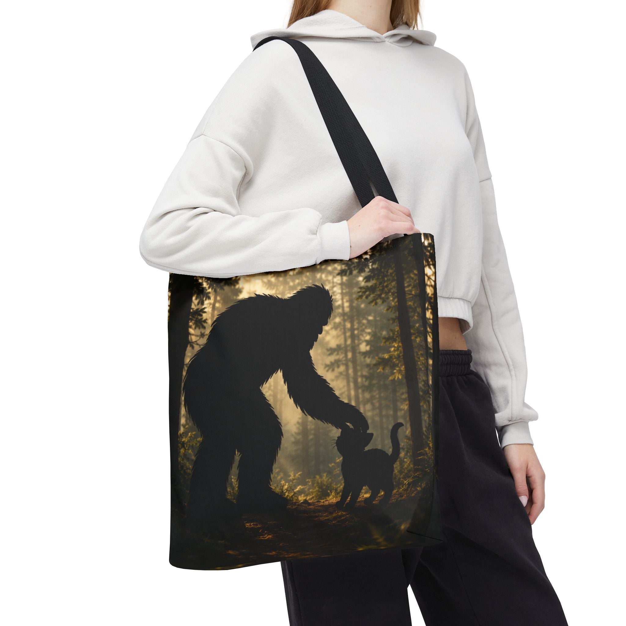 The Cat Saw It, Too Bigfoot & Cat Tote Bag
