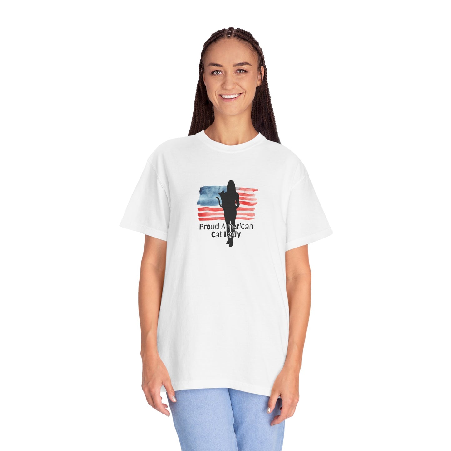 Proud American Cat Lady T-Shirt - Casual Unisex Tee for Cat Lovers