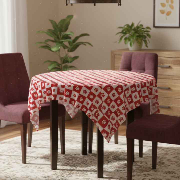 Red & White Paws Tablecloth - EpiAl's Shop