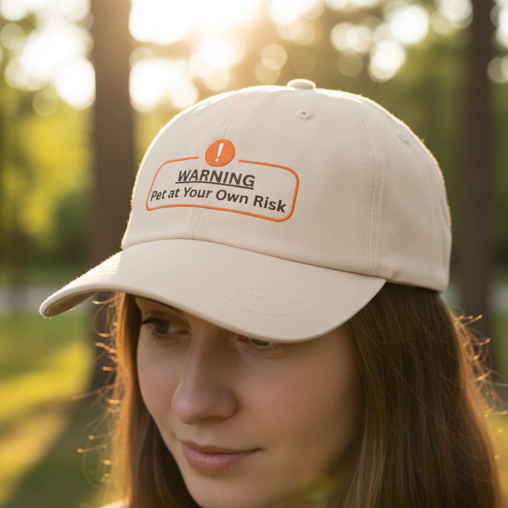 Warning: Pet at Your Own Risk Hat – Sassy Cat Embroidered Dad Cap