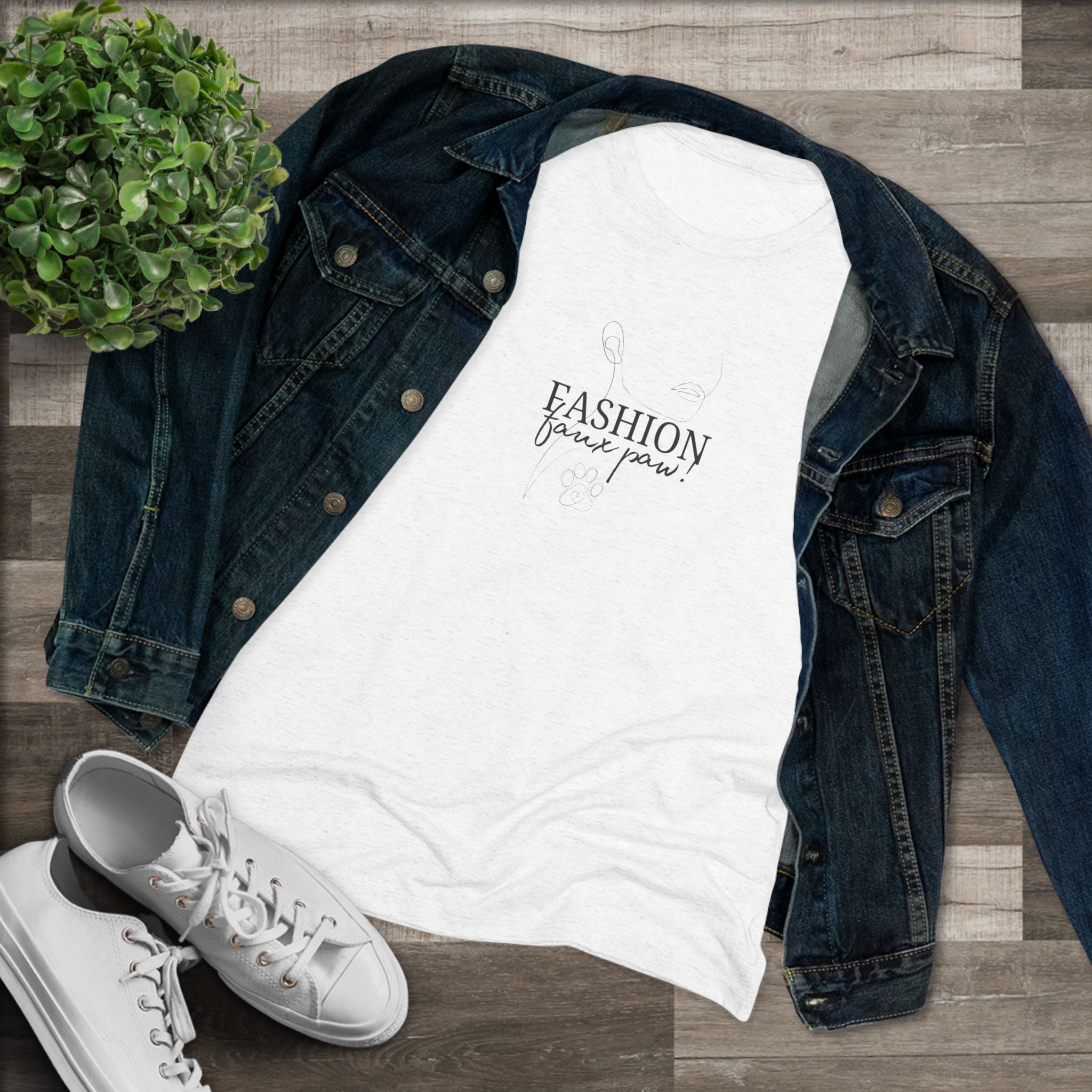 Photo depicting the ​Fashion Faux Paw Women's Triblend Tee from EpiAl's Shop.