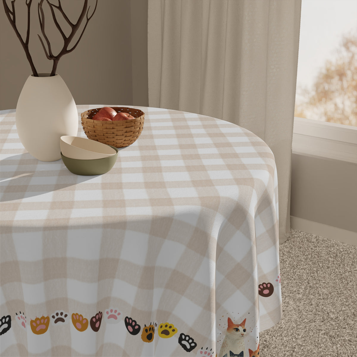Cute Cat Family Tablecloth, Great for Country Cat Lovers