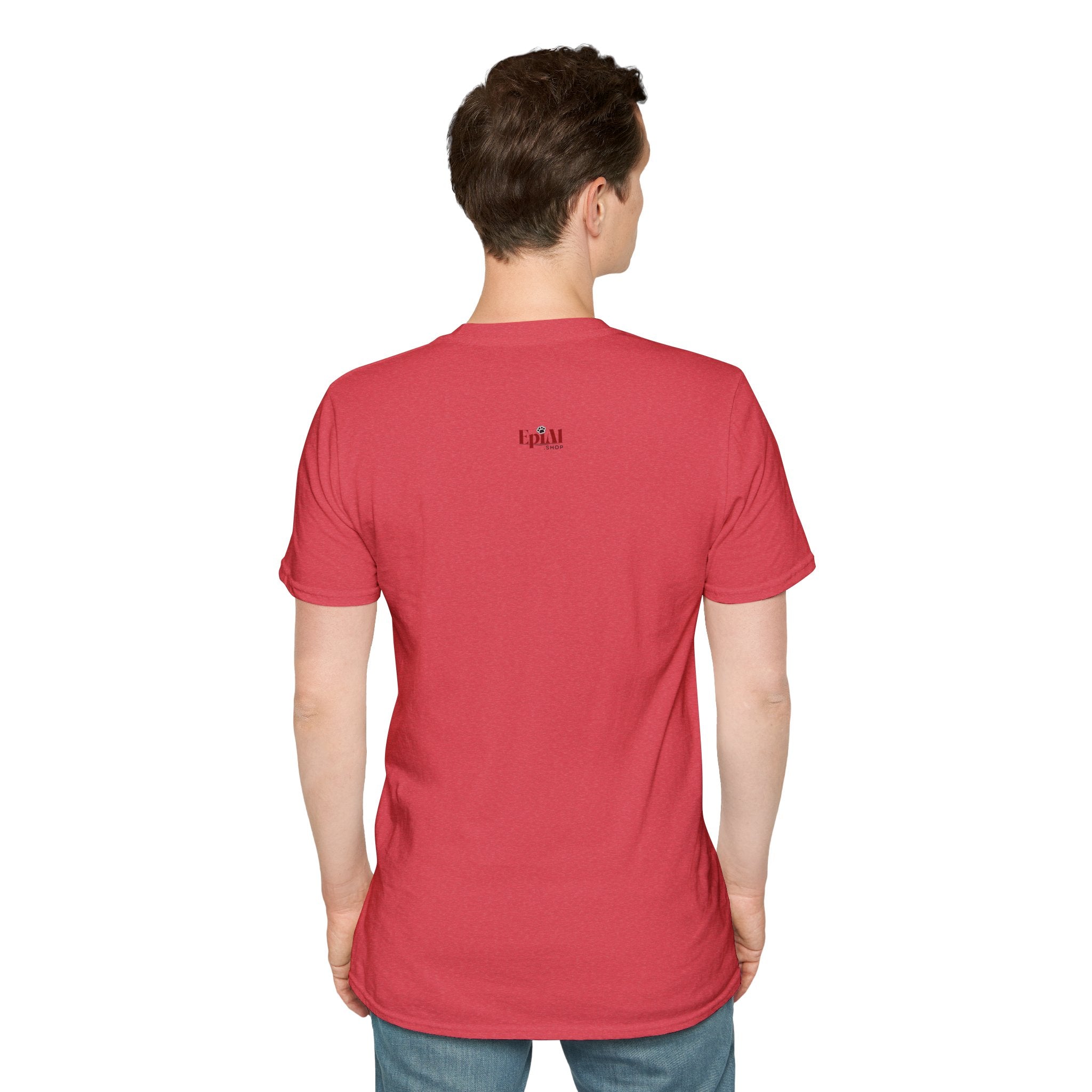 Photo depicting the ​Purrcussionist Unisex Softstyle T-Shirt from EpiAl's Shop.