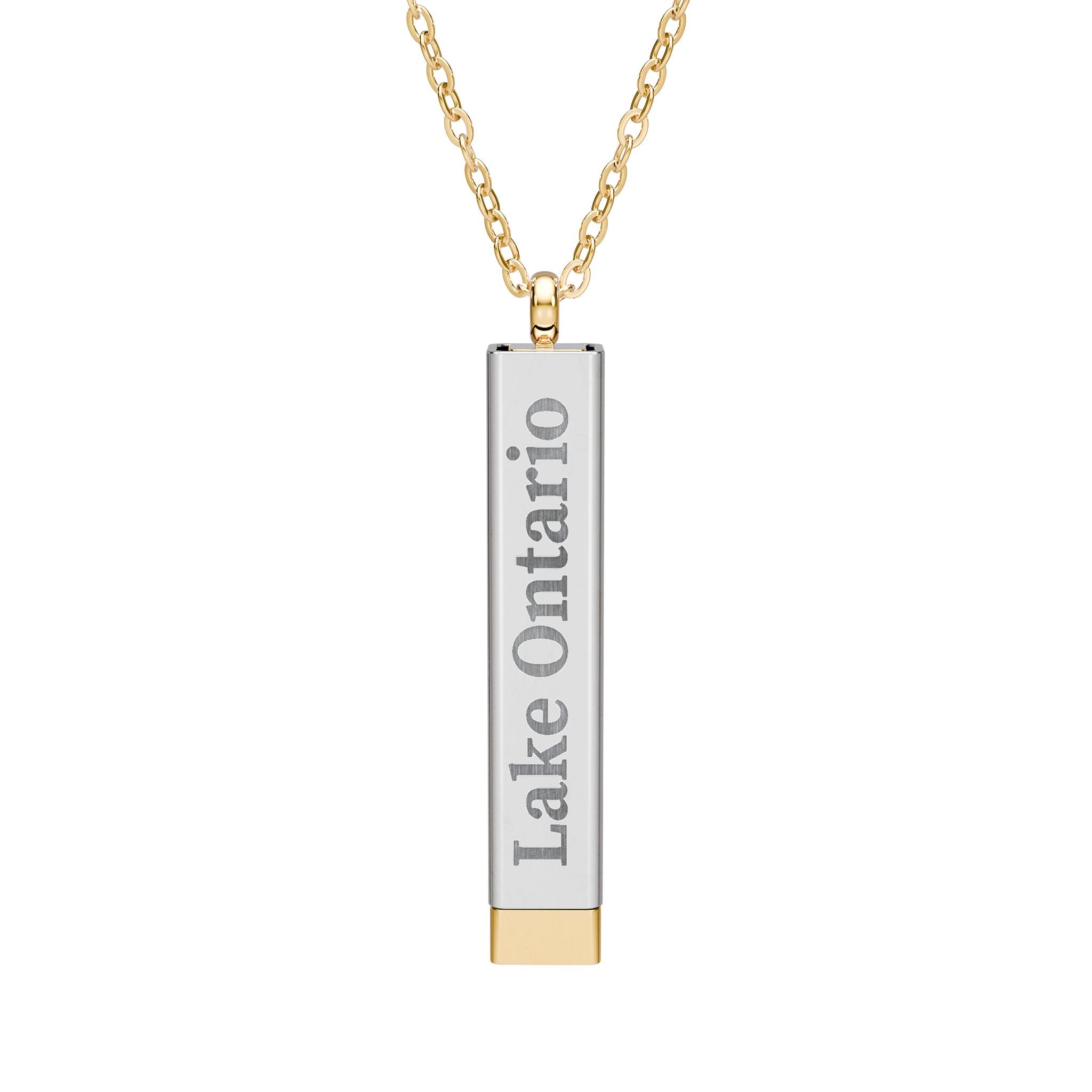 Lake Ontario / Lake America, Apparently Hidden Message Sliding Bar Necklace