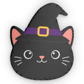 Kids Black Cat Witch Halloween Shaped Pillow | Double-Sided Plush Accent Pillow