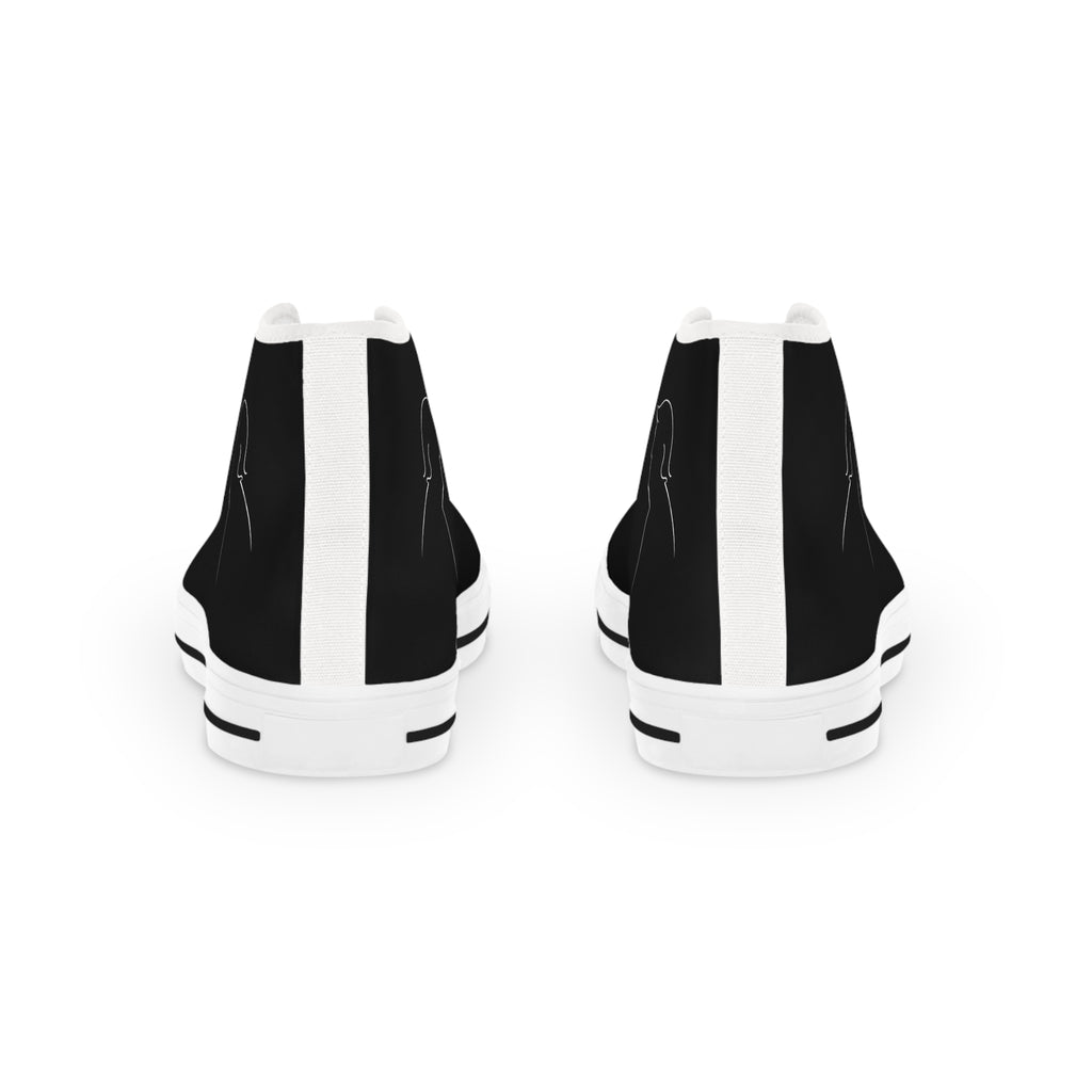 Men's Black High-Top Canvas Sneakers | Graphic Streetwear Style
