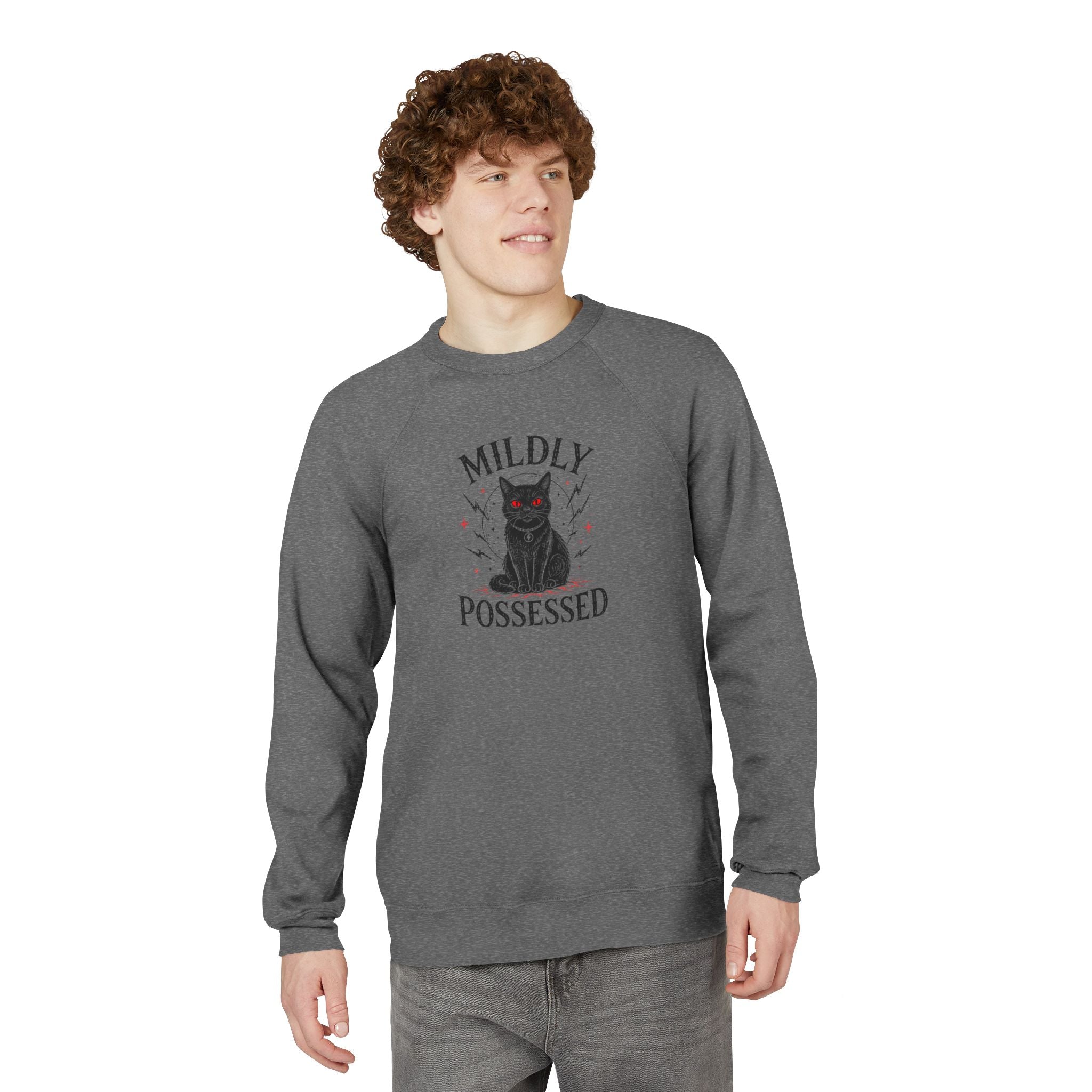 Mildly Possessed Black Cat Raglan Sweatshirt