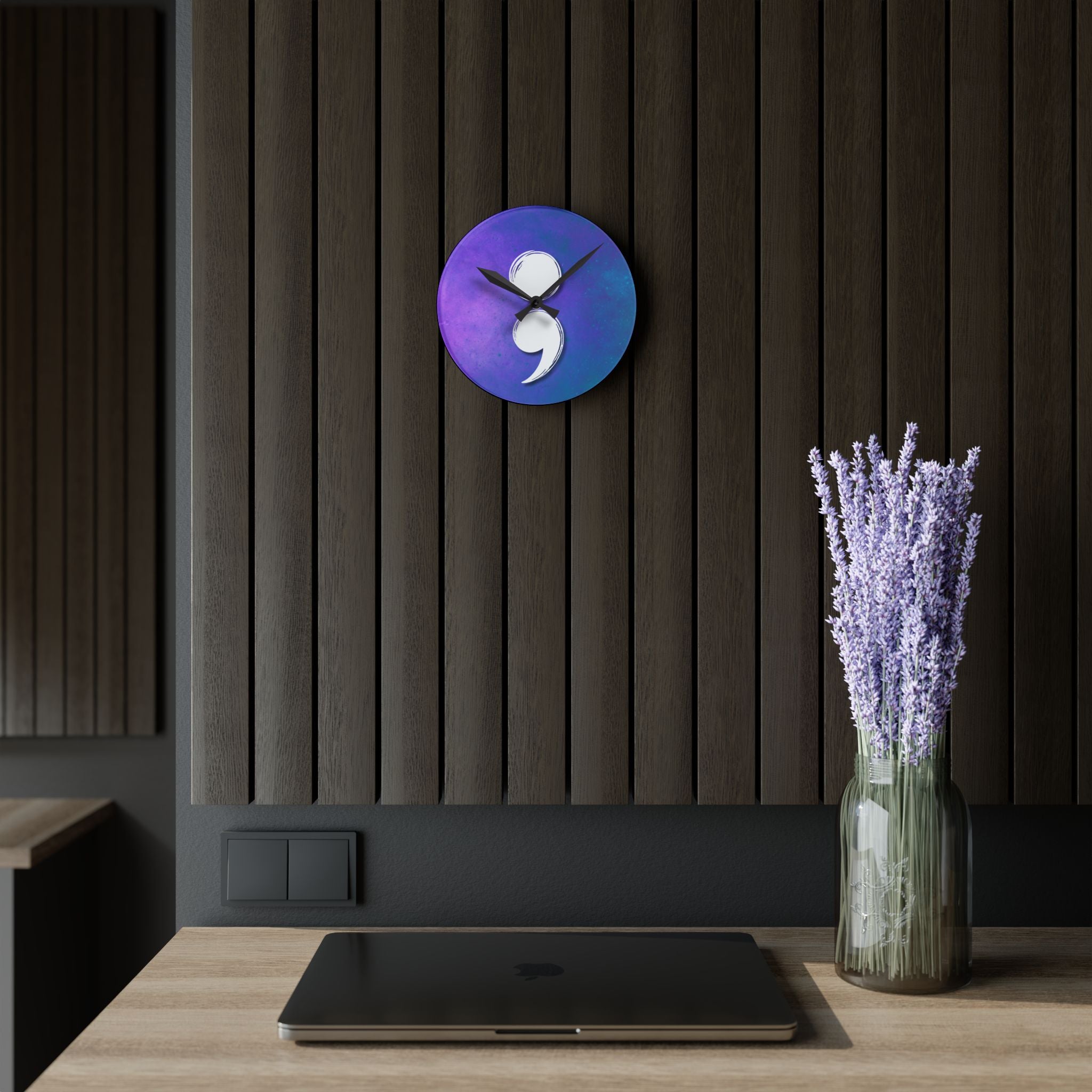 Semicolon Suicide Awareness Wall Clock | Resilience & Hope