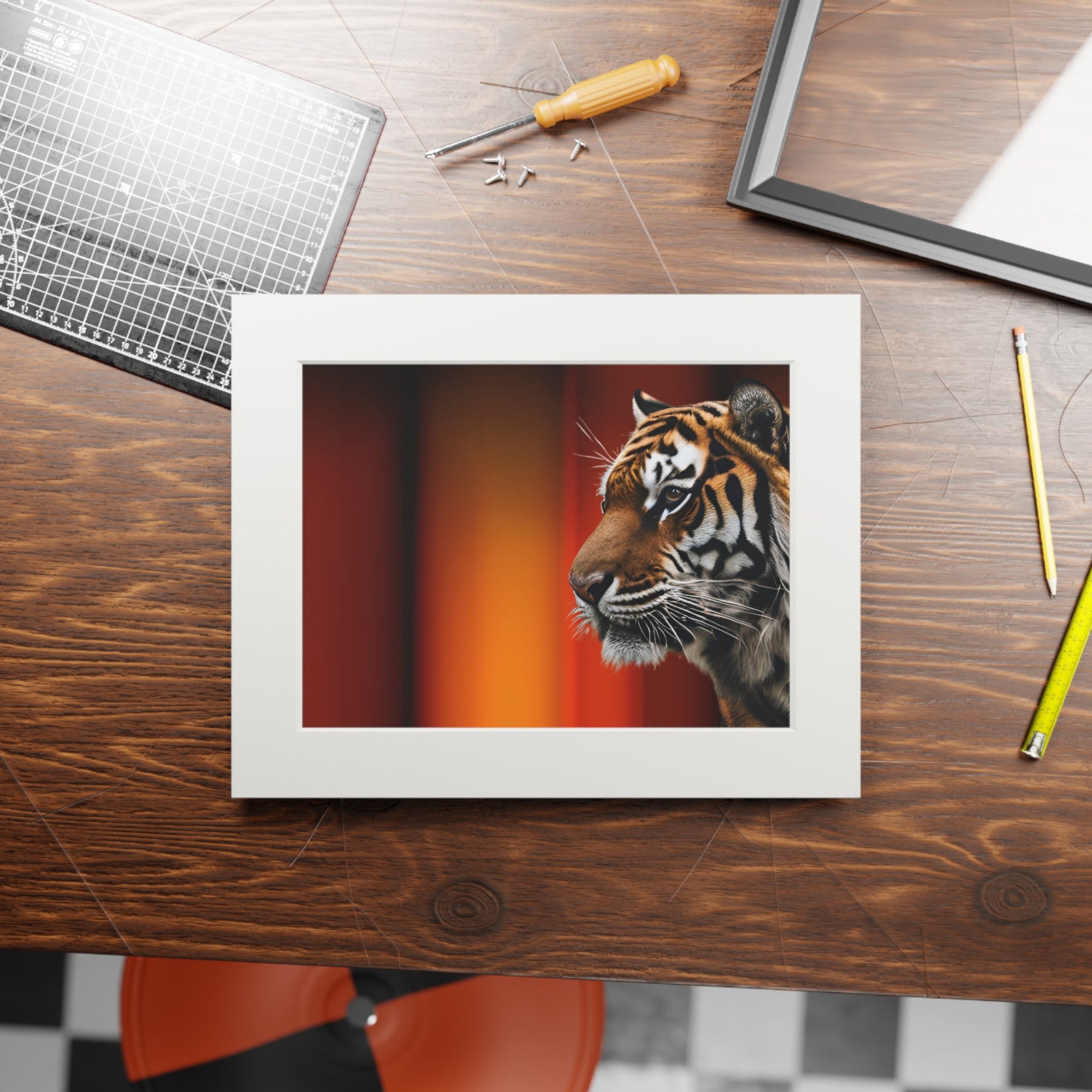 Beautiful Tiger Fine Art Print with Passepartout Frame Printify