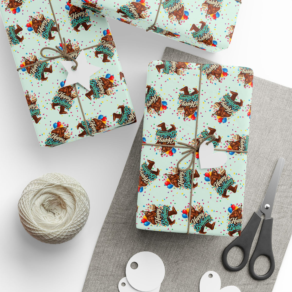 Happy Birthday Bigfoot Wrapping Paper | Sasquatch Birthday Gift Wrap