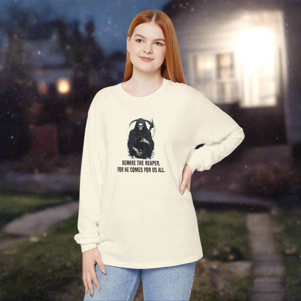 Grim Reaper Long Sleeve T-Shirt, Halloween Apparel