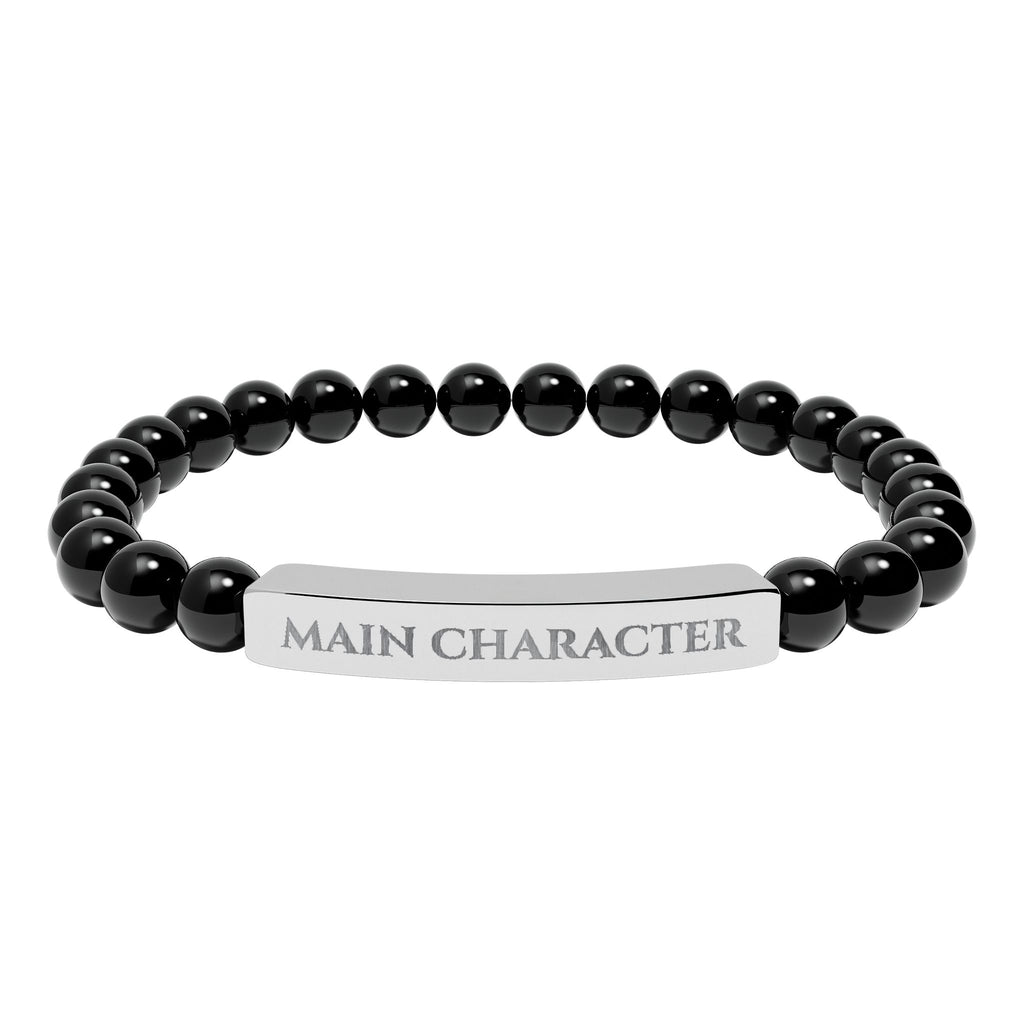 Main Character Natural Stone Engraved Bar Bracelet