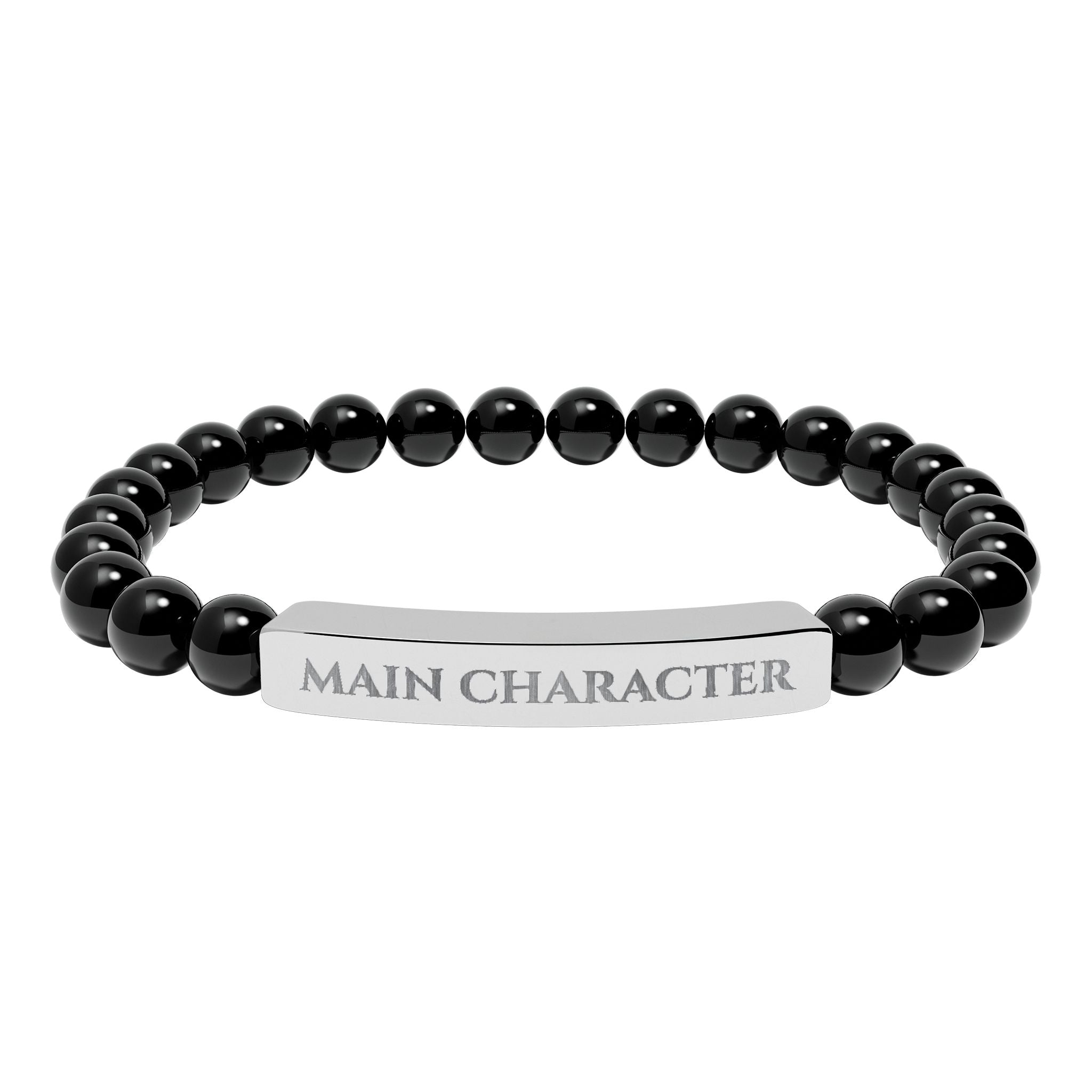 Main Character Natural Stone Engraved Bar Bracelet