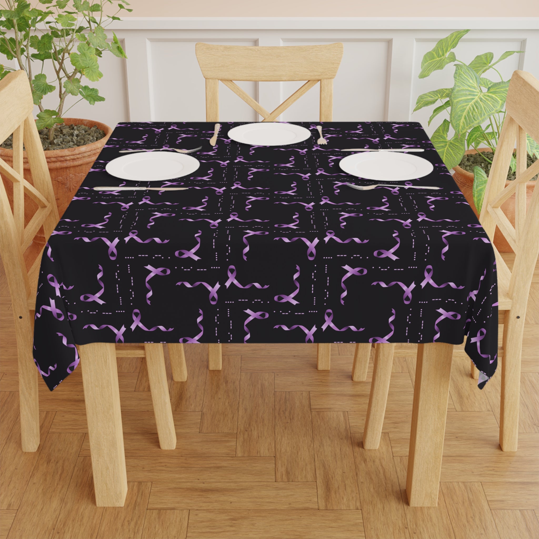 Epilepsy Awareness Morse-Code “HOPE” Tablecloth – Purple Ribbon Pattern