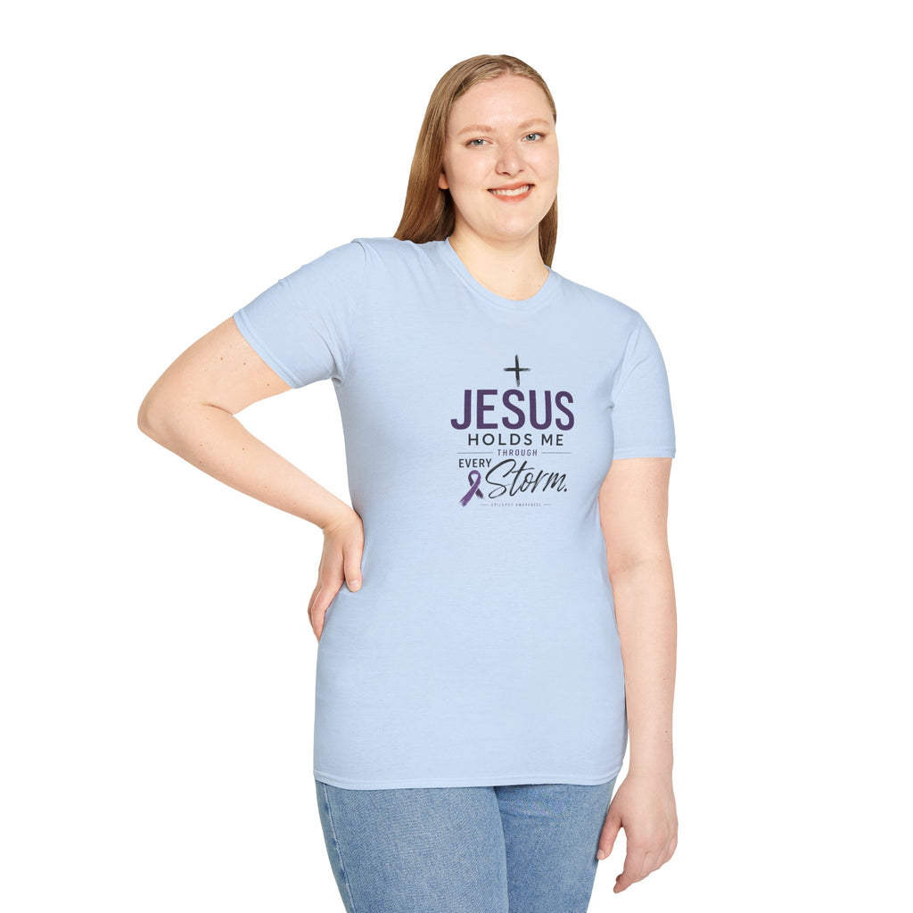 Jesus Holds Me Through Every Storm Epilepsy Awareness T-Shirt