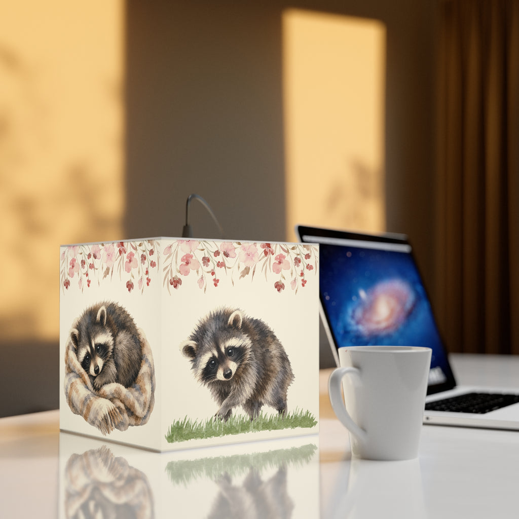 Jimothy Mood Collection Cube Lamp – Curious, Cozy, Unbothered & Happy Watercolor Raccoon Light