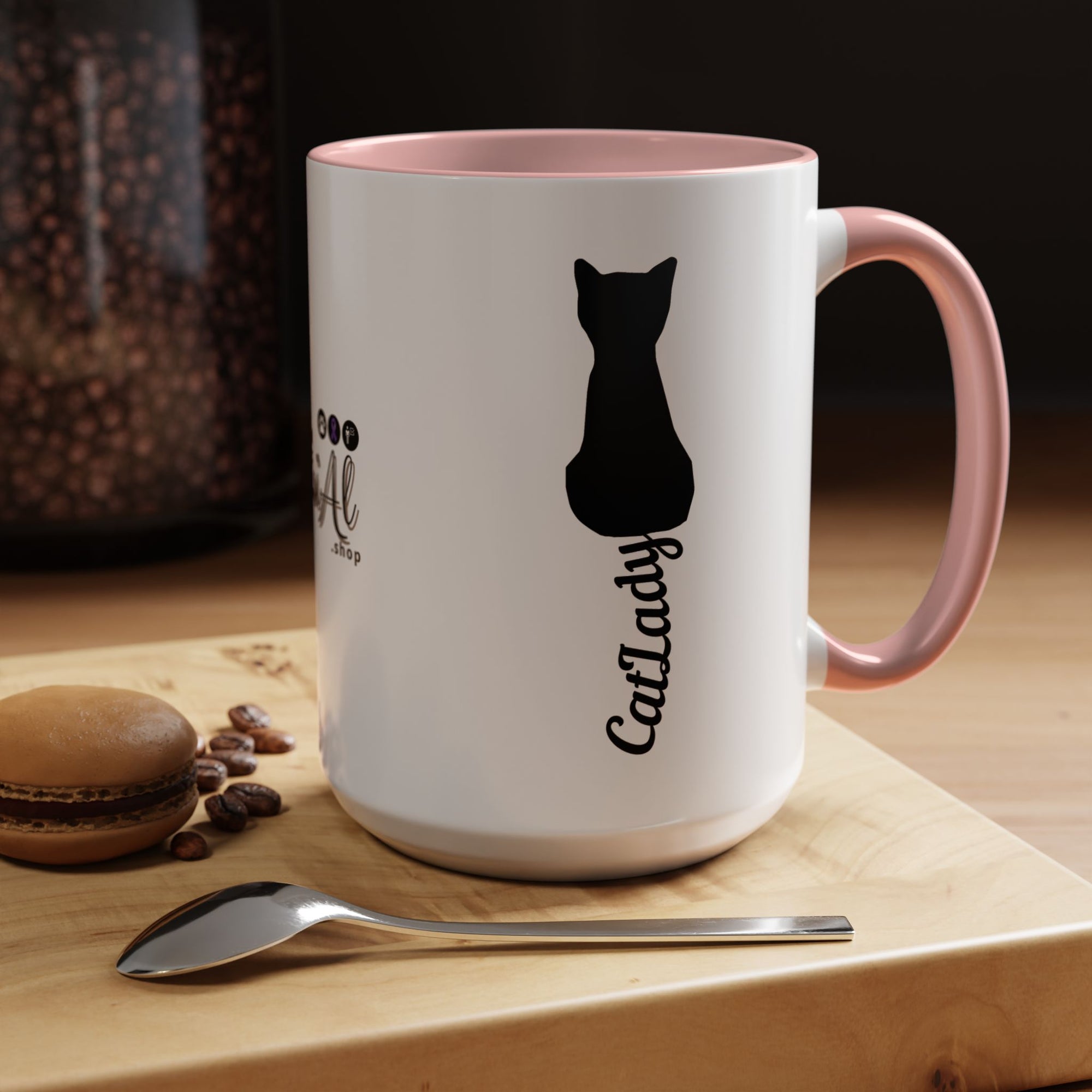 Cursive Tail Cat Lady Coffee Mug, Gift for Cat Lovers