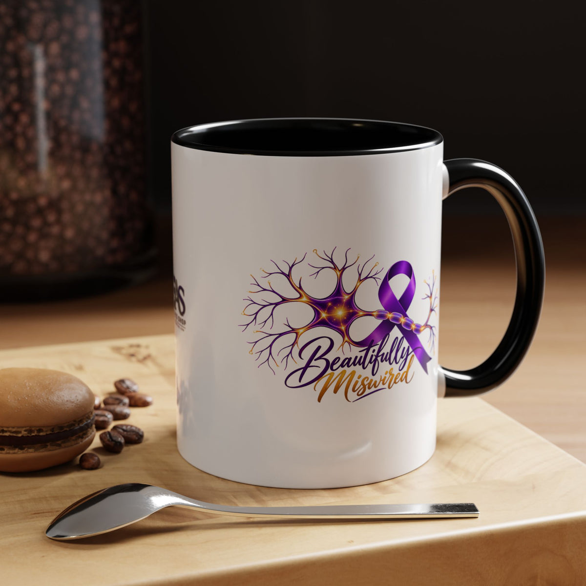 Beautifully Miswired Epilepsy Awareness Ceramic Mug | Purple Ribbon & Neuron Design (11/15oz)