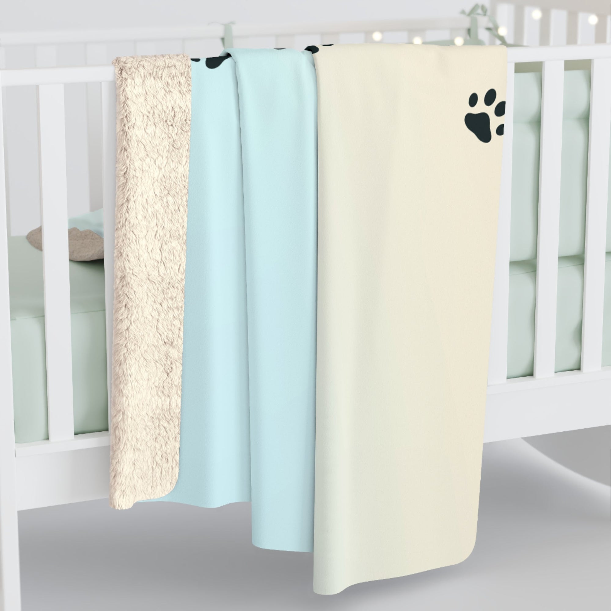 Cozy Paw Print Sherpa Fleece Blanket Printify