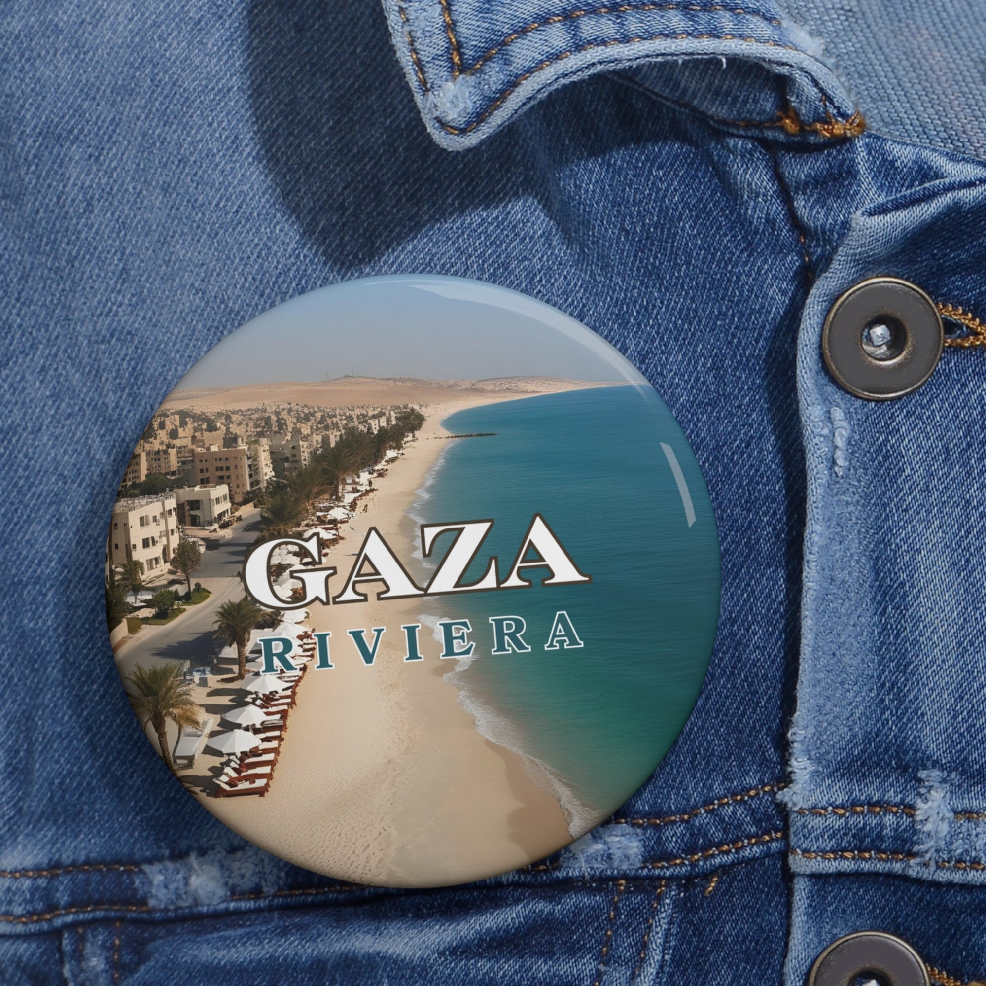 Gaza Riviera Resort Pin Buttons Printify