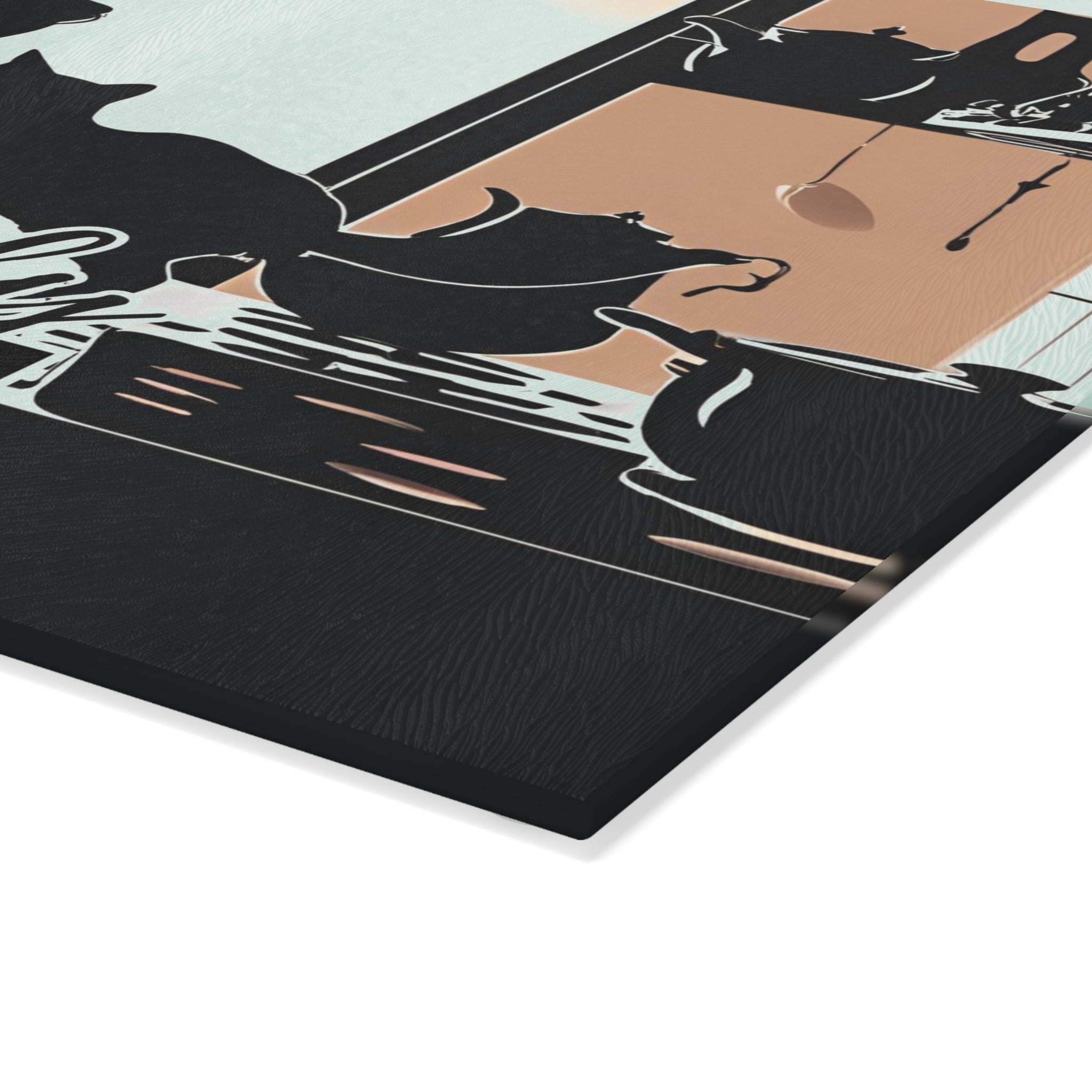 Photo depicting the ​Cat Lady Kitchen Glass Cutting Board from EpiAl's Shop.