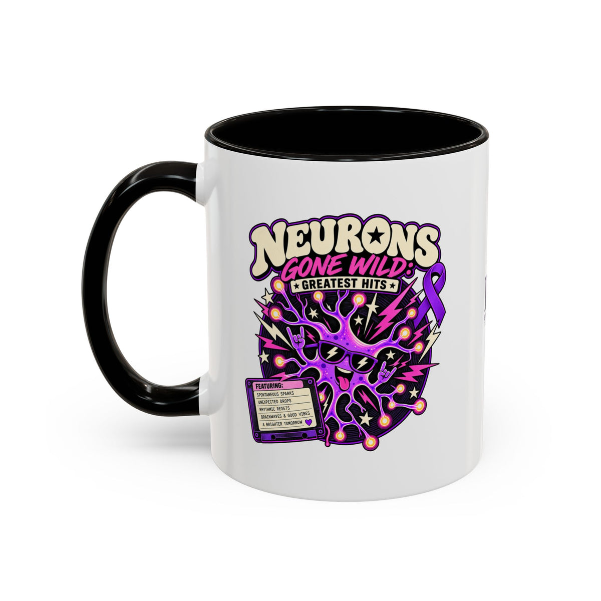 Neurons Gone Wild: Greatest Hits Epilepsy Awareness Accent Coffee Mug (11oz/15oz)