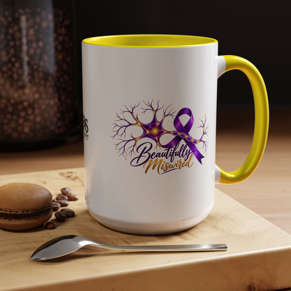 Beautifully Miswired Epilepsy Awareness Ceramic Mug | Purple Ribbon & Neuron Design (11/15oz)