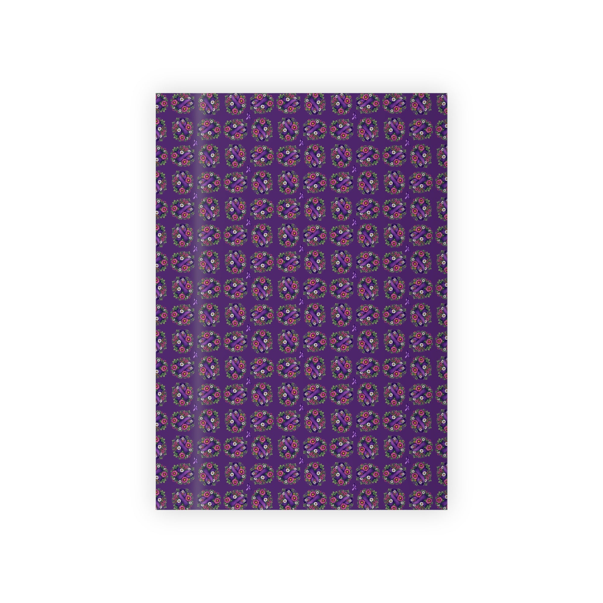 Purple Ribbon & Flowers Gift Wrapping Paper Roll