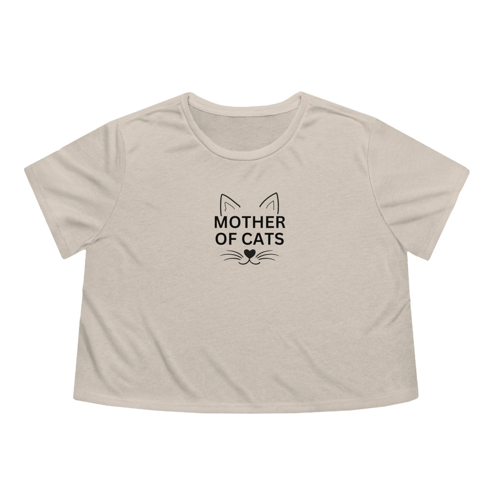 Mother of Cats Women's Flowy Cropped Tee - T - Shirt - Epileptic Al’s Shop
