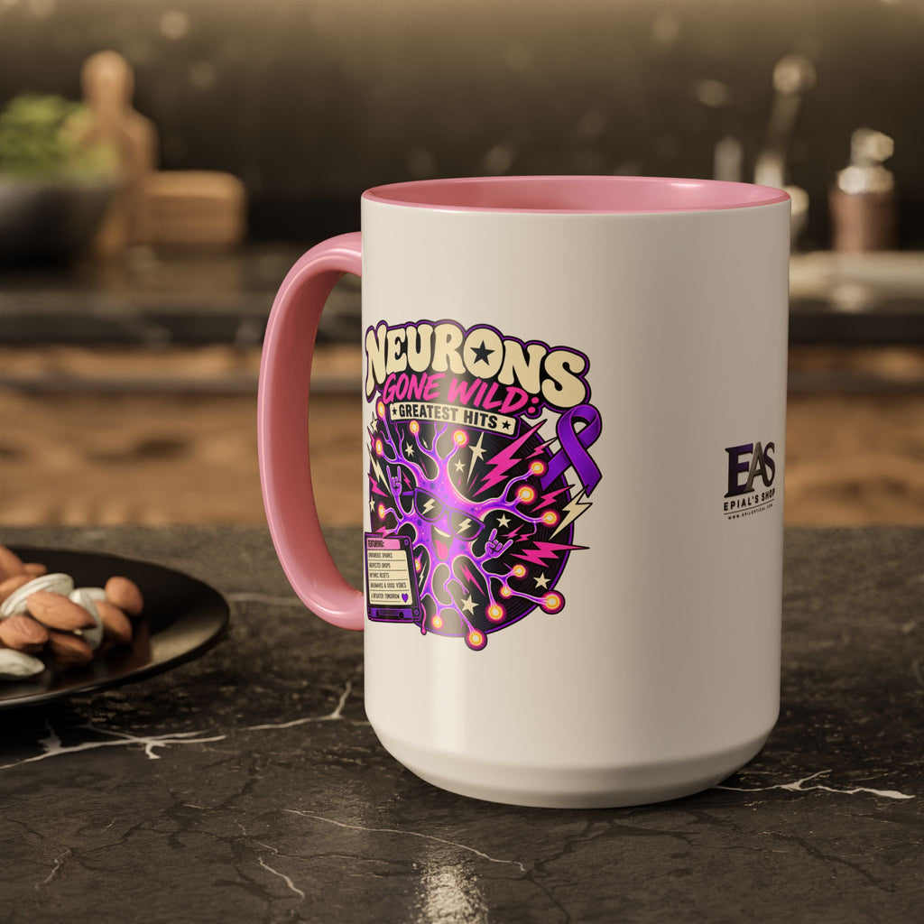 Neurons Gone Wild: Greatest Hits Epilepsy Awareness Accent Coffee Mug (11oz/15oz)