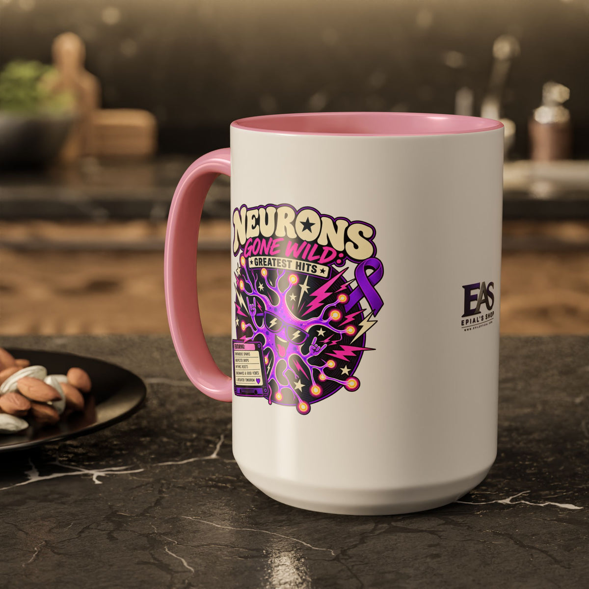 Neurons Gone Wild: Greatest Hits Epilepsy Awareness Accent Coffee Mug (11oz/15oz)