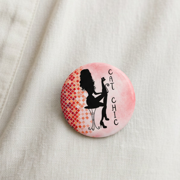 Photo depicting the ​Chic Cat Chic Pin Buttons from EpiAl's Shop.